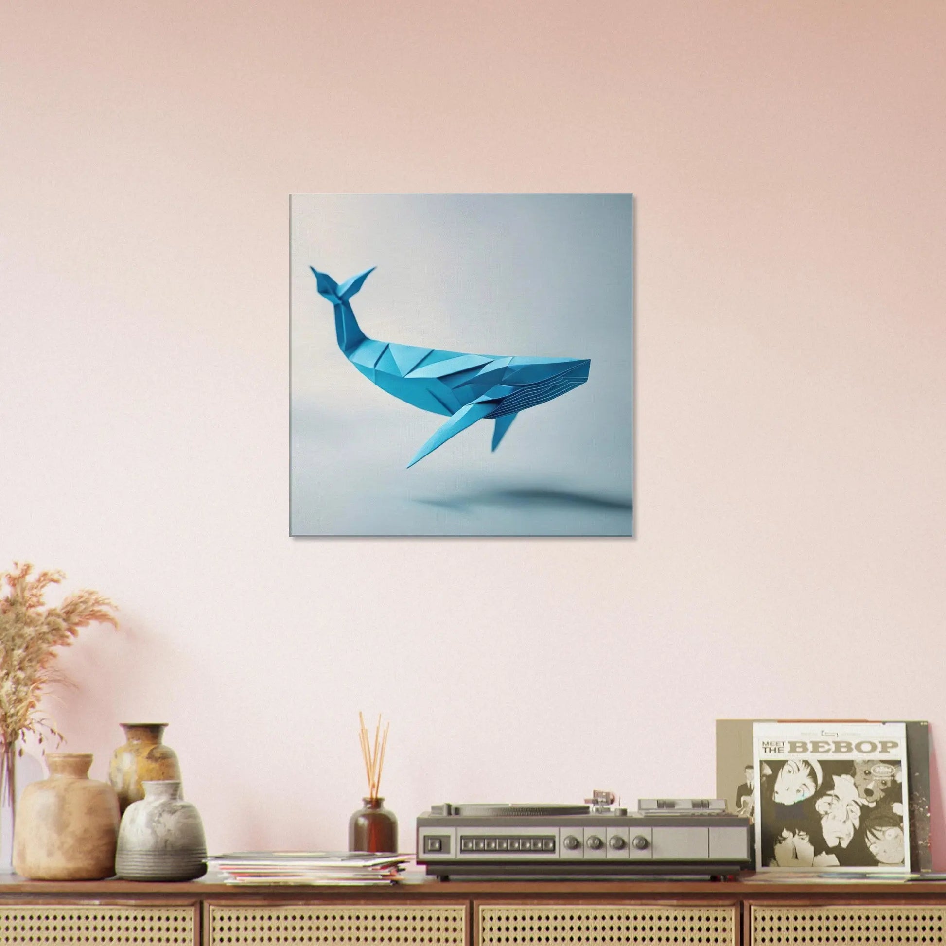 Leinwandbild - Blauwal - Origami Stil, KI-Kunst - RolConArt, Origami Kunst,