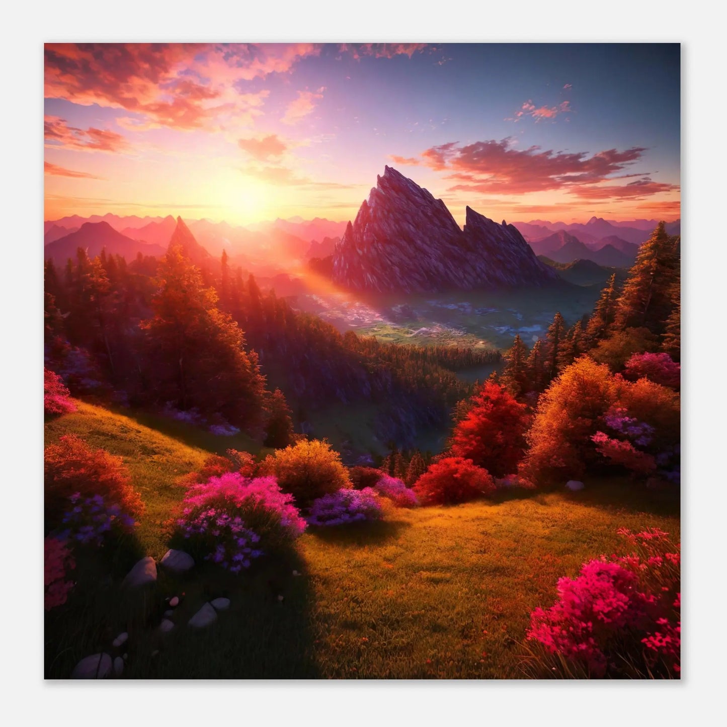 Moderner Forex-Druck - Bergpanorama - Foto Stil, KI-Kunst - RolConArt, Landschaften,