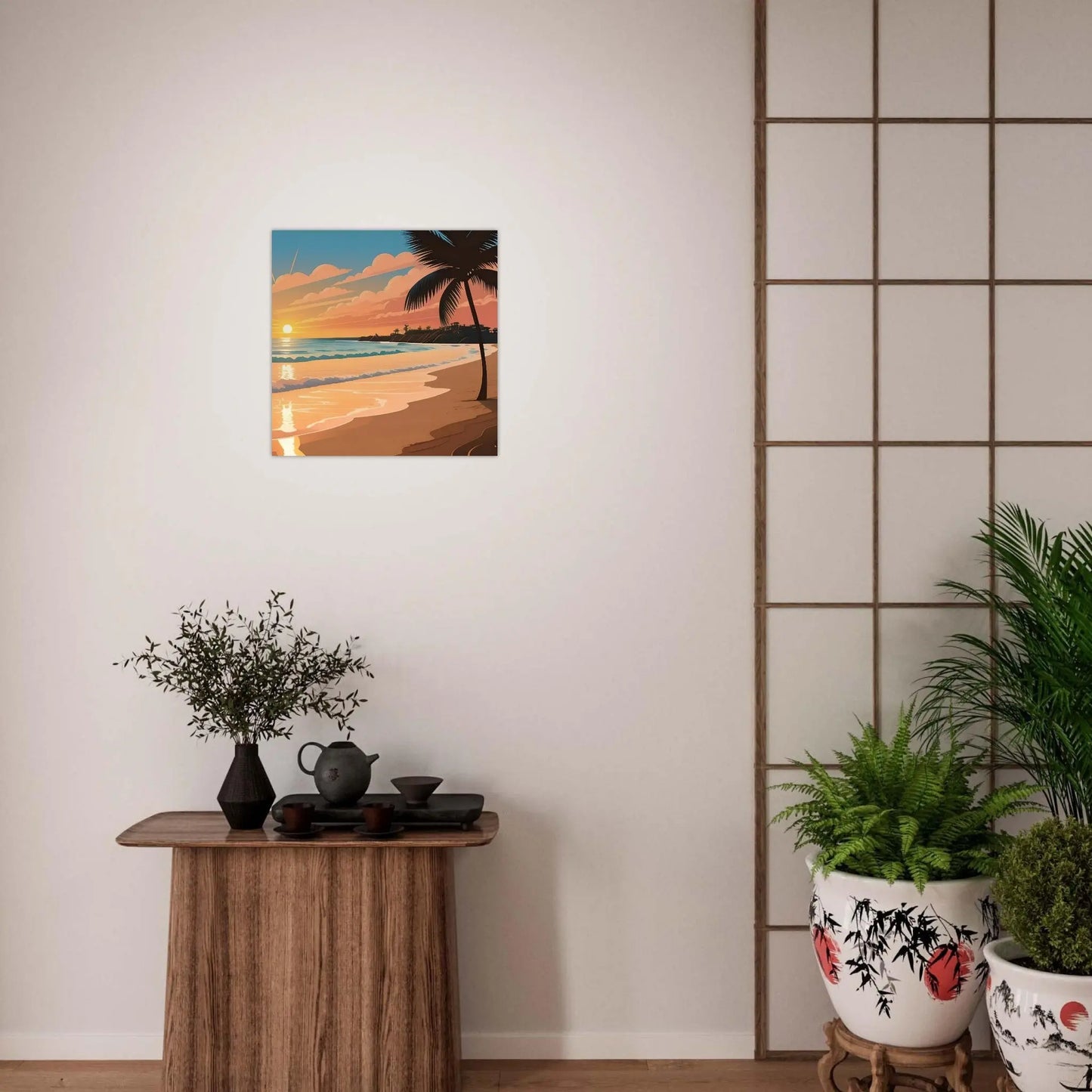 Moderner Forex-Druck - Abendsonne am Meer - Digitaler Stil, KI-Kunst - RolConArt, Landschaften,