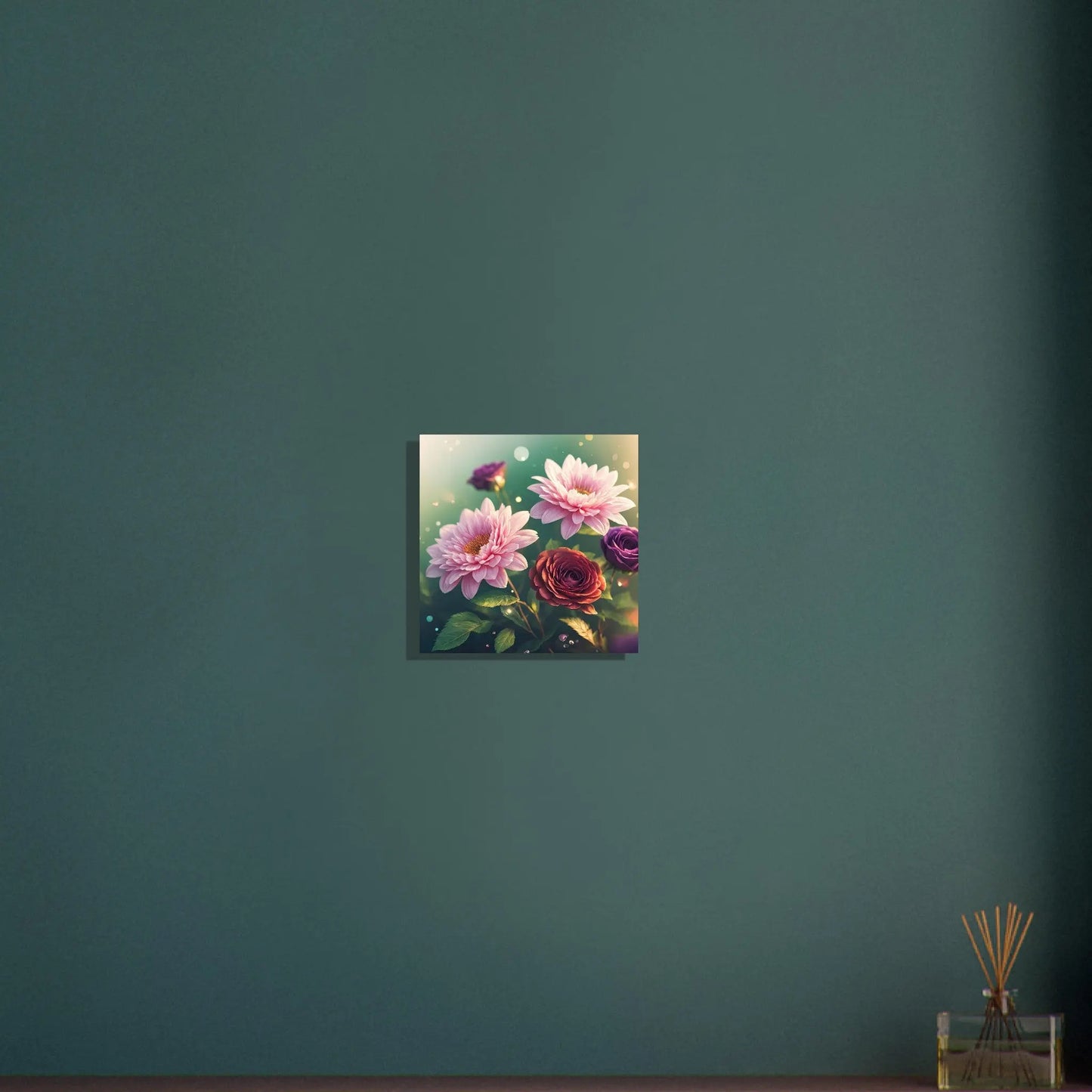 Aluminiumdruck - Blumen Vielfalt - Foto Stil, KI-Kunst - RolConArt, Pflanzen, 30x30-cm-12x12