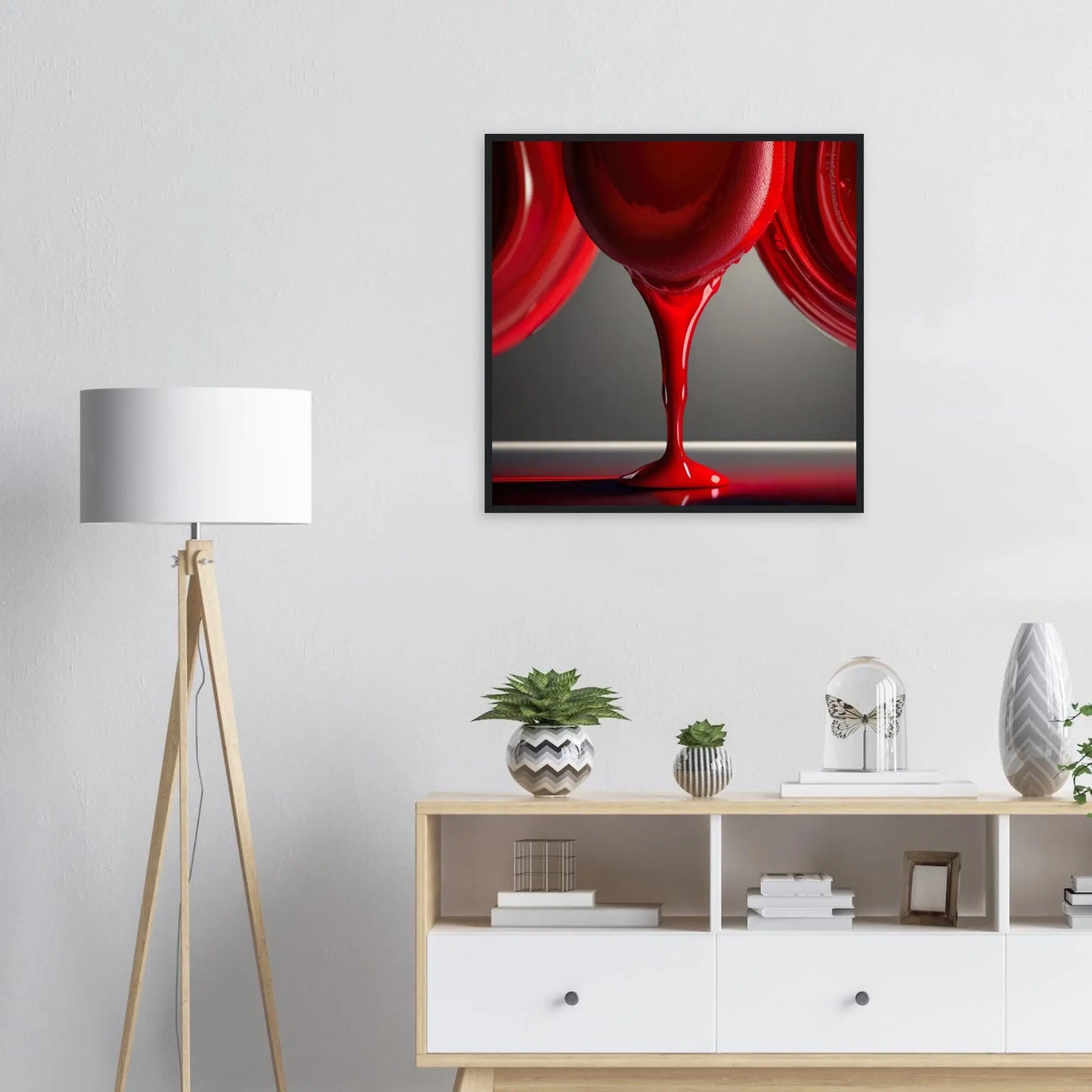 Gerahmtes Premium-Poster - Rote Flüssigkeit - Foto Stil, KI-Kunst - RolConArt, Kreative Vielfalt,