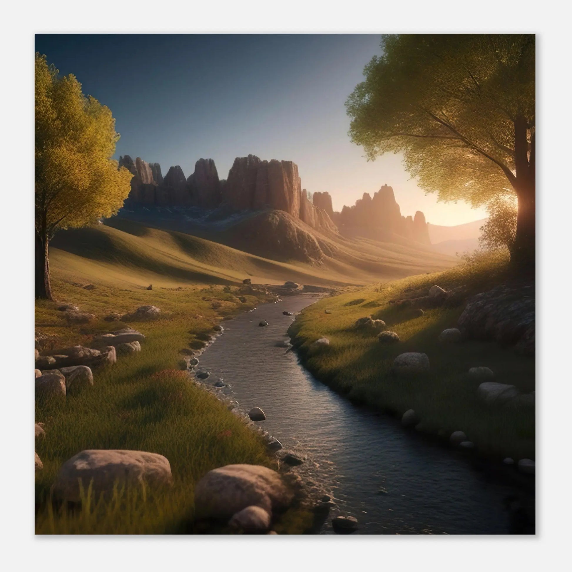 Moderner Forex-Druck - Landschaftsidylle - Foto Stil, KI-Kunst - RolConArt, Landschaften,