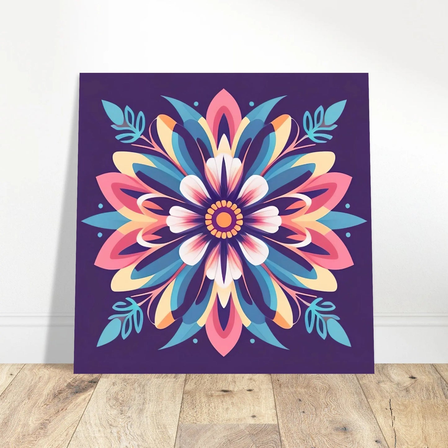 Aluminiumdruck - Blumen Tribal - Digitaler Stil, KI-Kunst - RolConArt, Pflanzen,