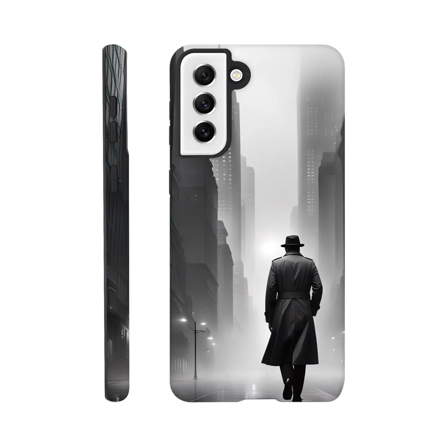 Smartphone-Hülle "Hart" - Stadtgänger - Schwarz-Weiß Stil, KI-Kunst RolConArt, Schwarz-Weiß, Galaxy-S21-Plus
