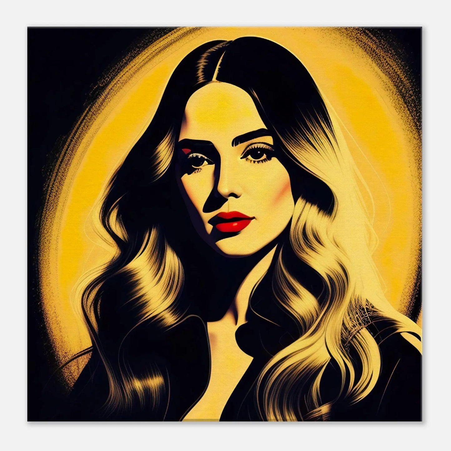 Leinwandbild - Frauenporträt im Retro Stil, KI-Kunst - RolConArt, Retro - Porträts, 50x50-cm-20x20