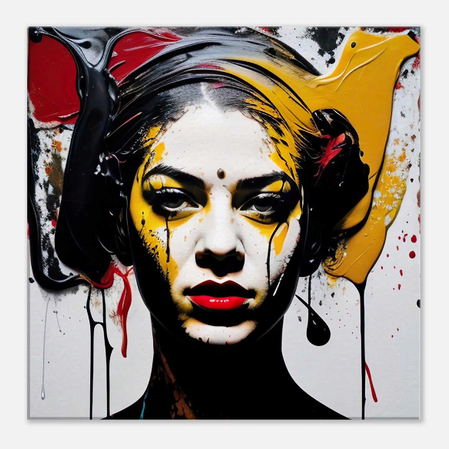 Leinwandbild - Frauenporträt im Splash Art Stil, KI-Kunst - RolConArt, Splash Art - Porträts, 50x50-cm-20x20