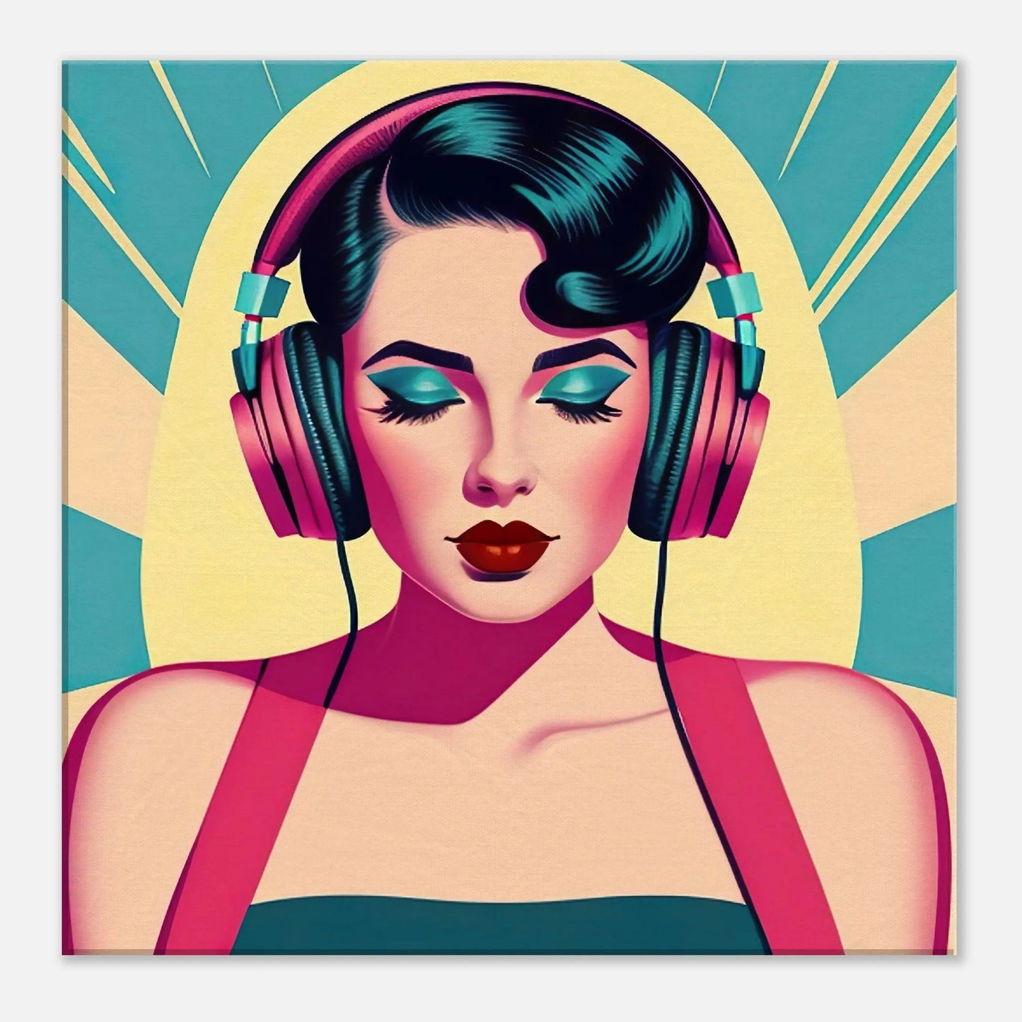 Leinwandbild - Frauenporträt im Retro Stil, KI-Kunst - RolConArt, Retro - Porträts, 50x50-cm-20x20