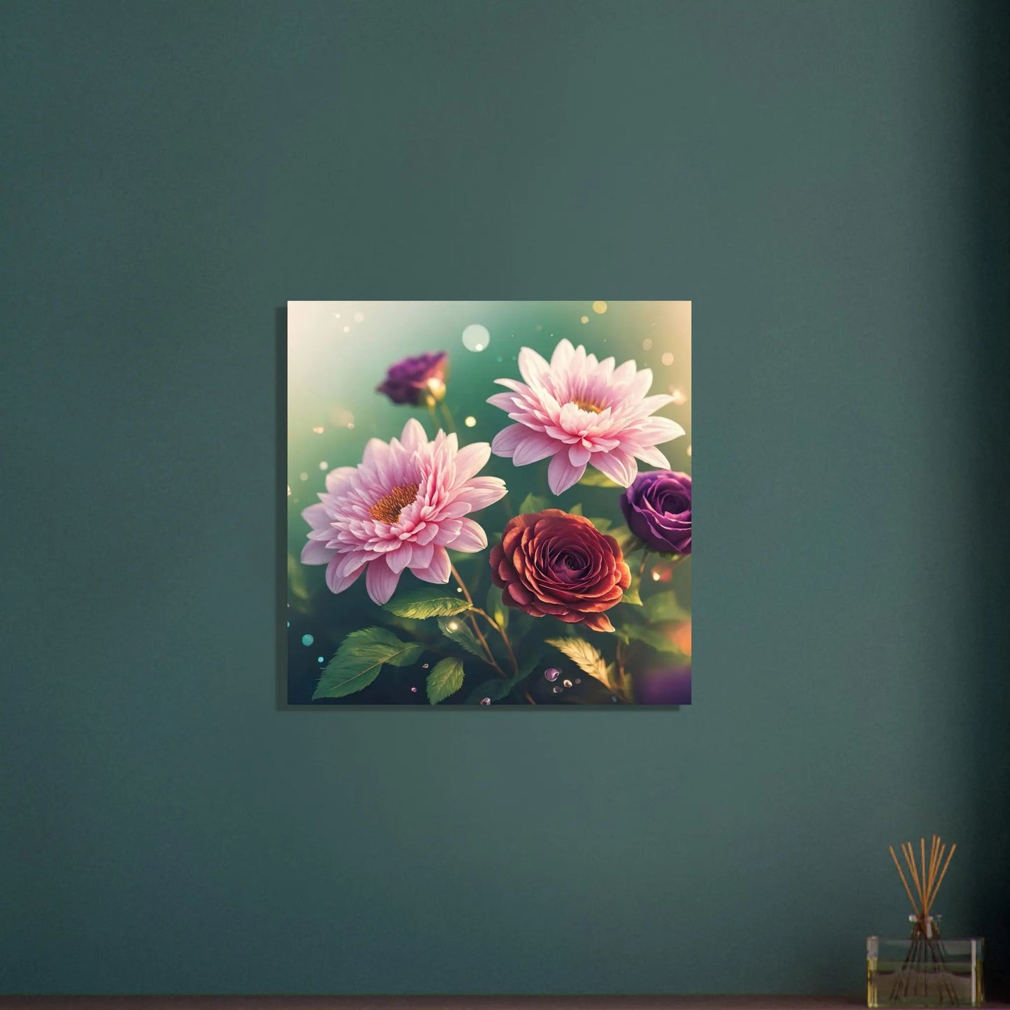 Aluminiumdruck - Blumen Vielfalt - Foto Stil, KI-Kunst - RolConArt, Pflanzen, 60x60-cm-24x24