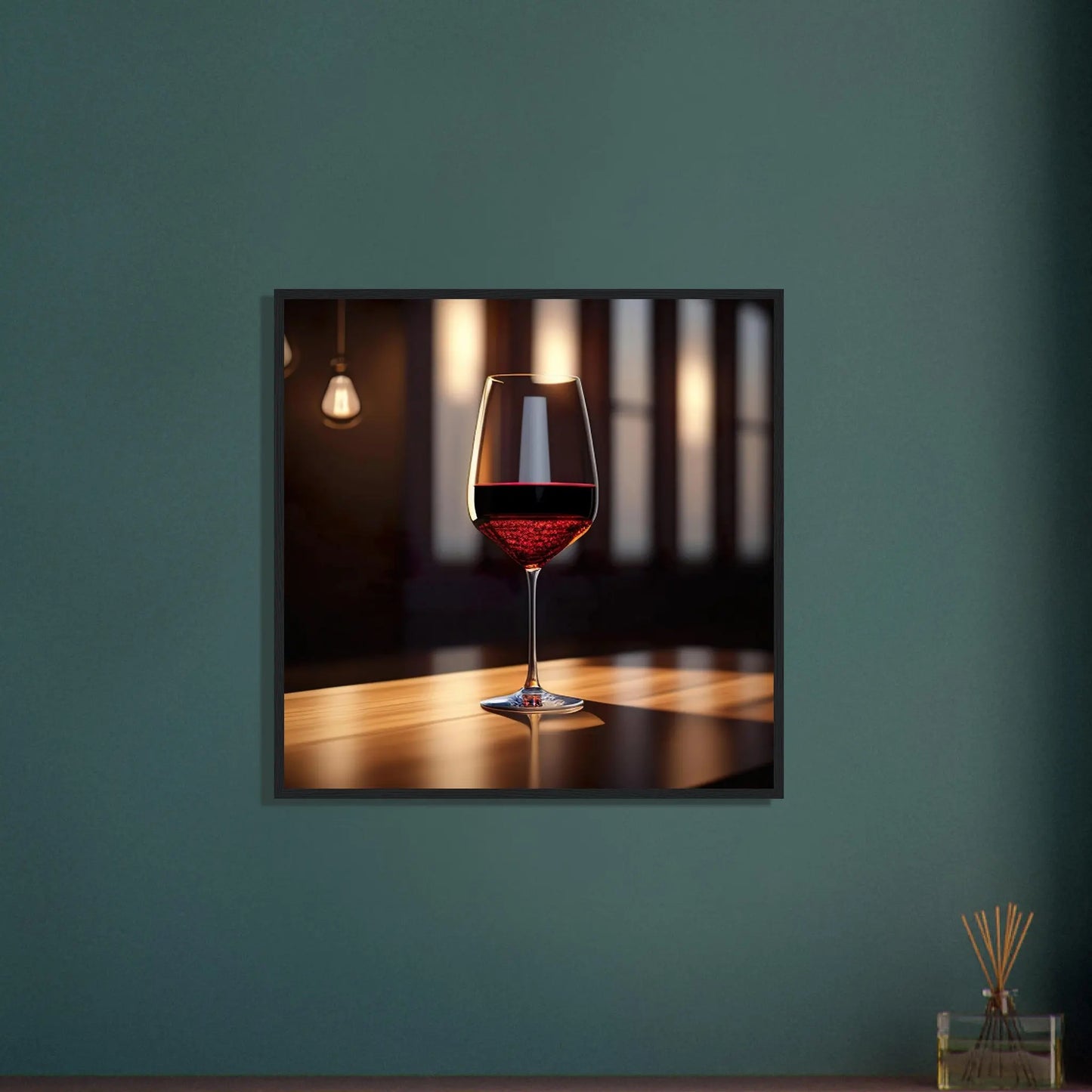 Gerahmtes Premium-Poster - Rotwein im Glas - Foto Stil, KI-Kunst - RolConArt, Kreative Vielfalt,
