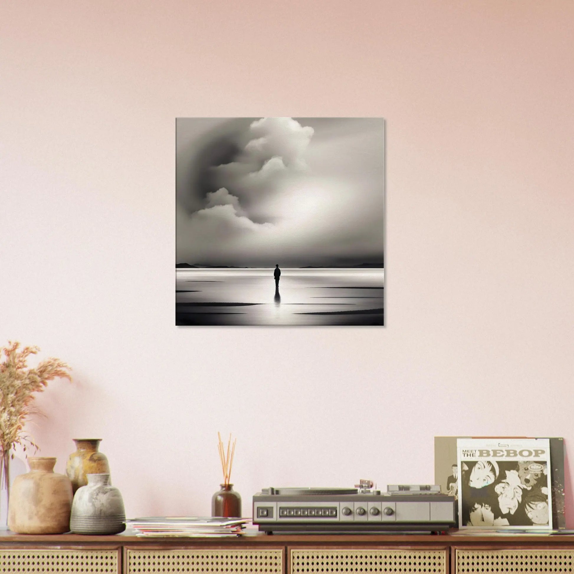 Leinwandbild - Weitblick - Schwarz-Weiß, Digitaler Stil, KI-Kunst - RolConArt, Schwarz-Weiß,