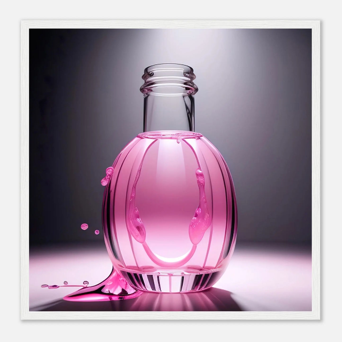 Gerahmtes Premium-Poster - Rosa Flüssigkeit - Foto Stil, KI-Kunst - RolConArt, Kreative Vielfalt, 50x50-cm-20x20-Weißer-Rahmen