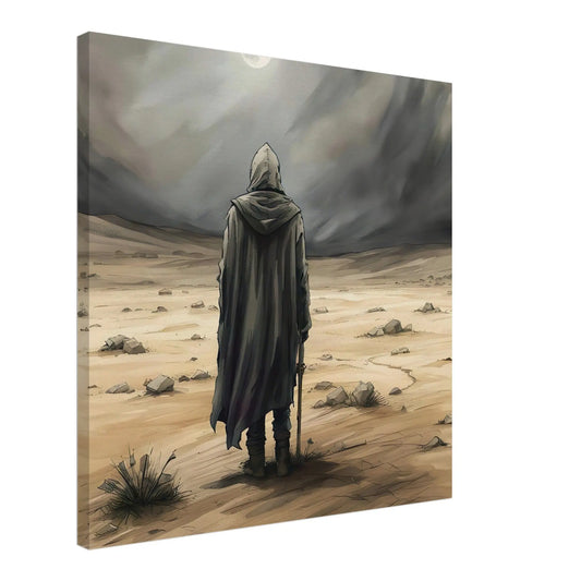 Leinwandbild - Eine Person in der Wüste - Malerischer Stil, KI-Kunst - RolConArt, Malerischer Stil - Porträts,