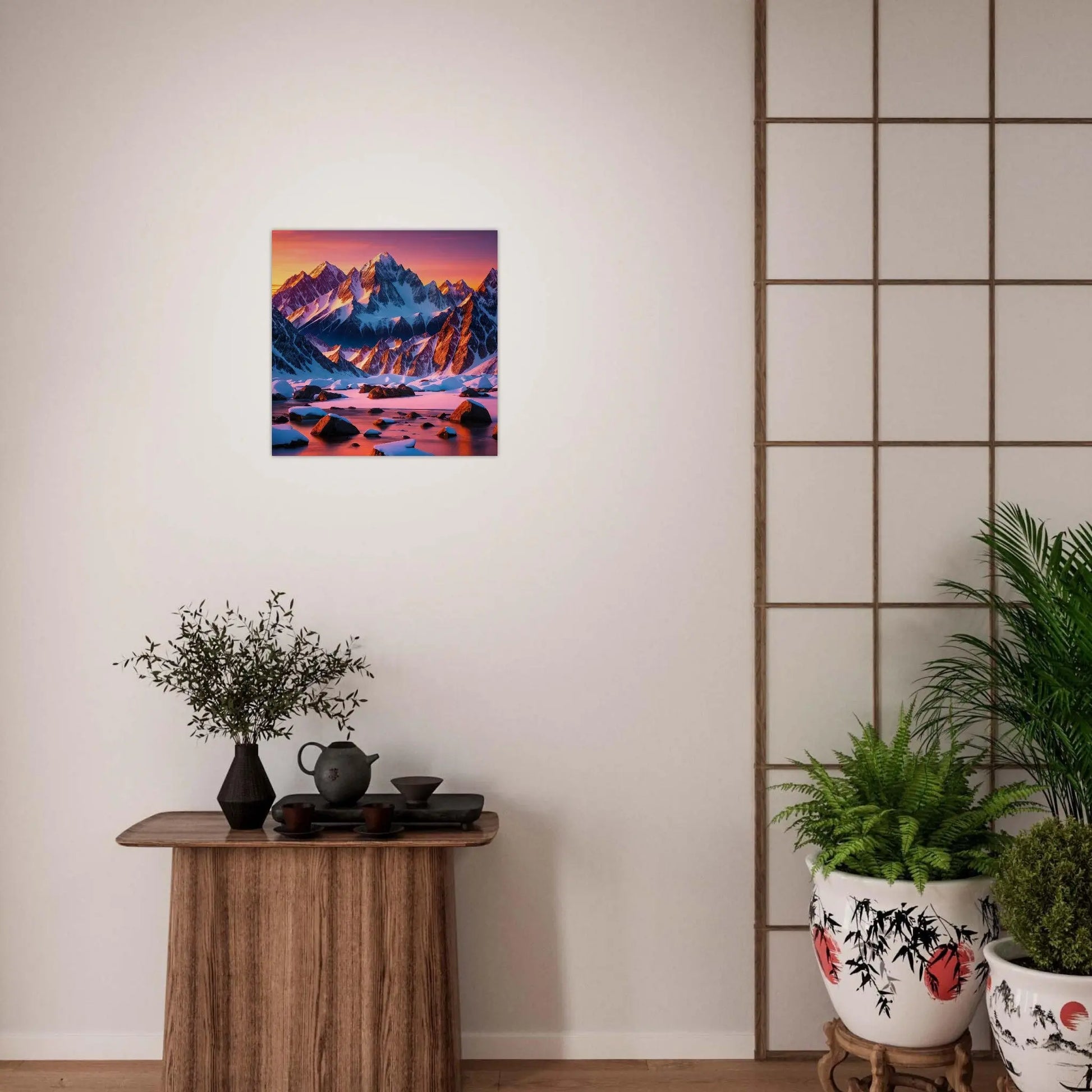 Moderner Forex-Druck - Berglandschaft mit Schnee - Foto Stil, KI-Kunst - RolConArt, Landschaften,