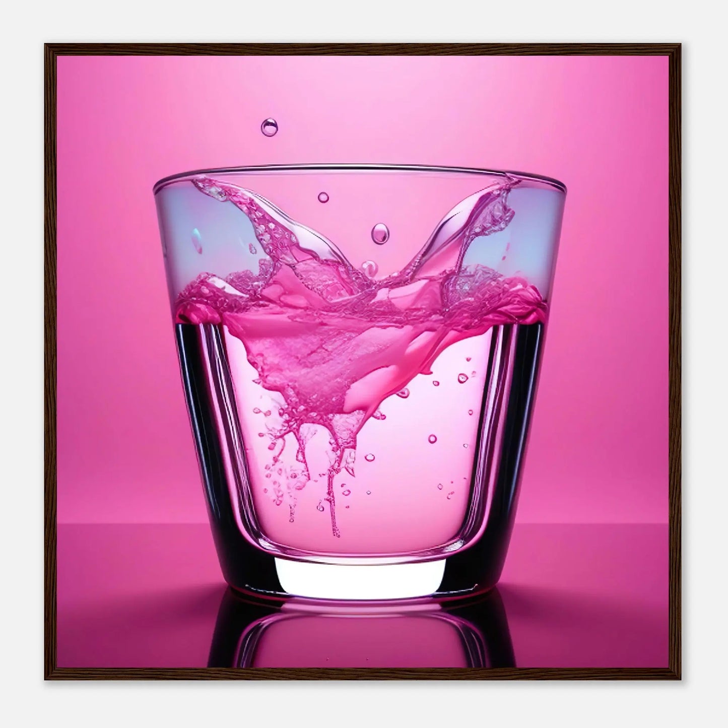 Gerahmtes Premium-Poster - Erfrischendes Rosa - Foto Stil, KI-Kunst - RolConArt, Kreative Vielfalt, 70x70-cm-28x28-Dunkler-Holzrahmen