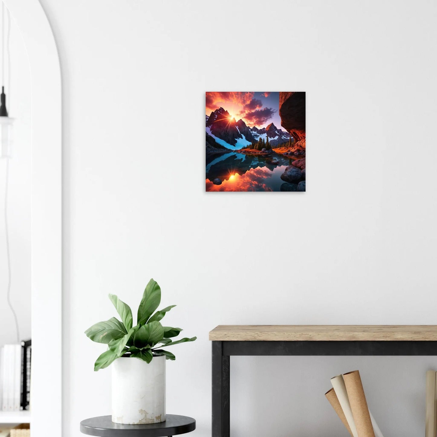 Moderner Forex-Druck - Bergpanorama - Foto Stil, KI-Kunst - RolConArt, Landschaften, 40x40-cm-16x16-Weiß