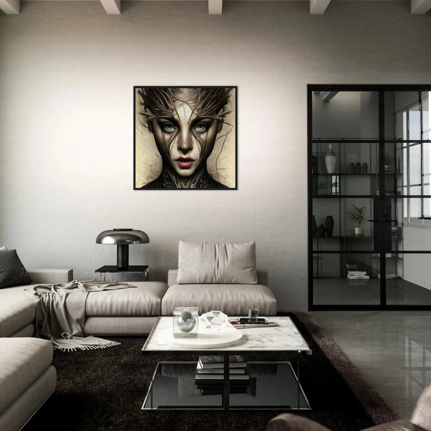 Gerahmtes Premium-Poster - Abstraktes Porträt - Digitaler Stil, KI-Kunst RolConArt