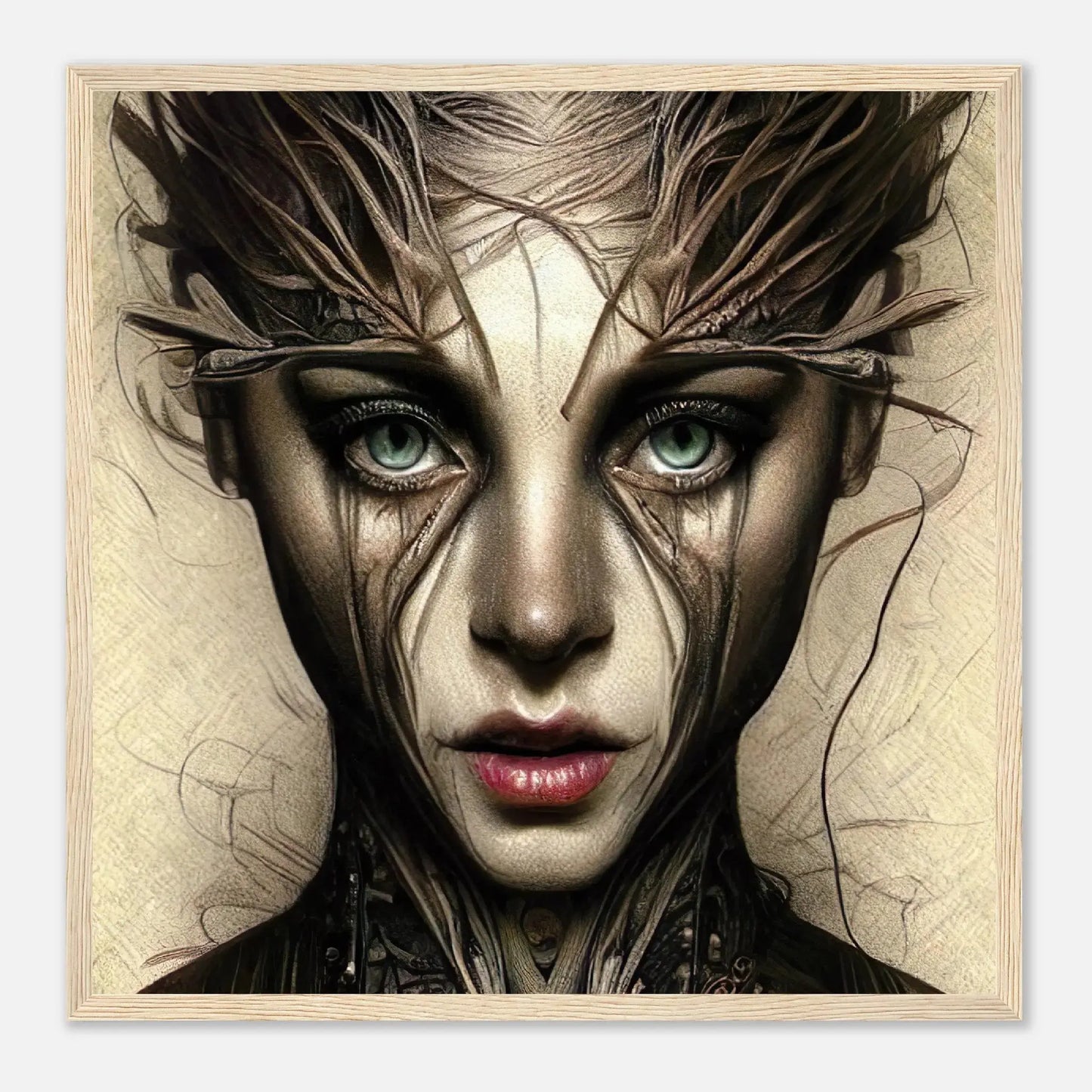 Gerahmtes Premium-Poster - Abstraktes Porträt - Digitaler Stil, KI-Kunst RolConArt