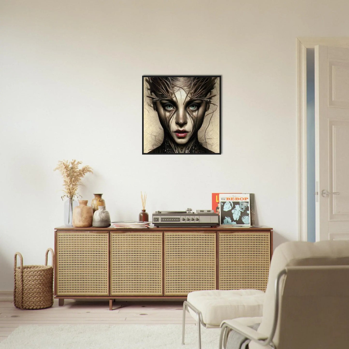 Gerahmtes Premium-Poster - Abstraktes Porträt - Digitaler Stil, KI-Kunst RolConArt