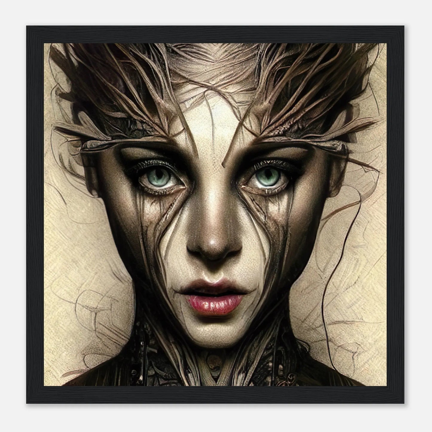 Gerahmtes Premium-Poster - Abstraktes Porträt - Digitaler Stil, KI-Kunst RolConArt