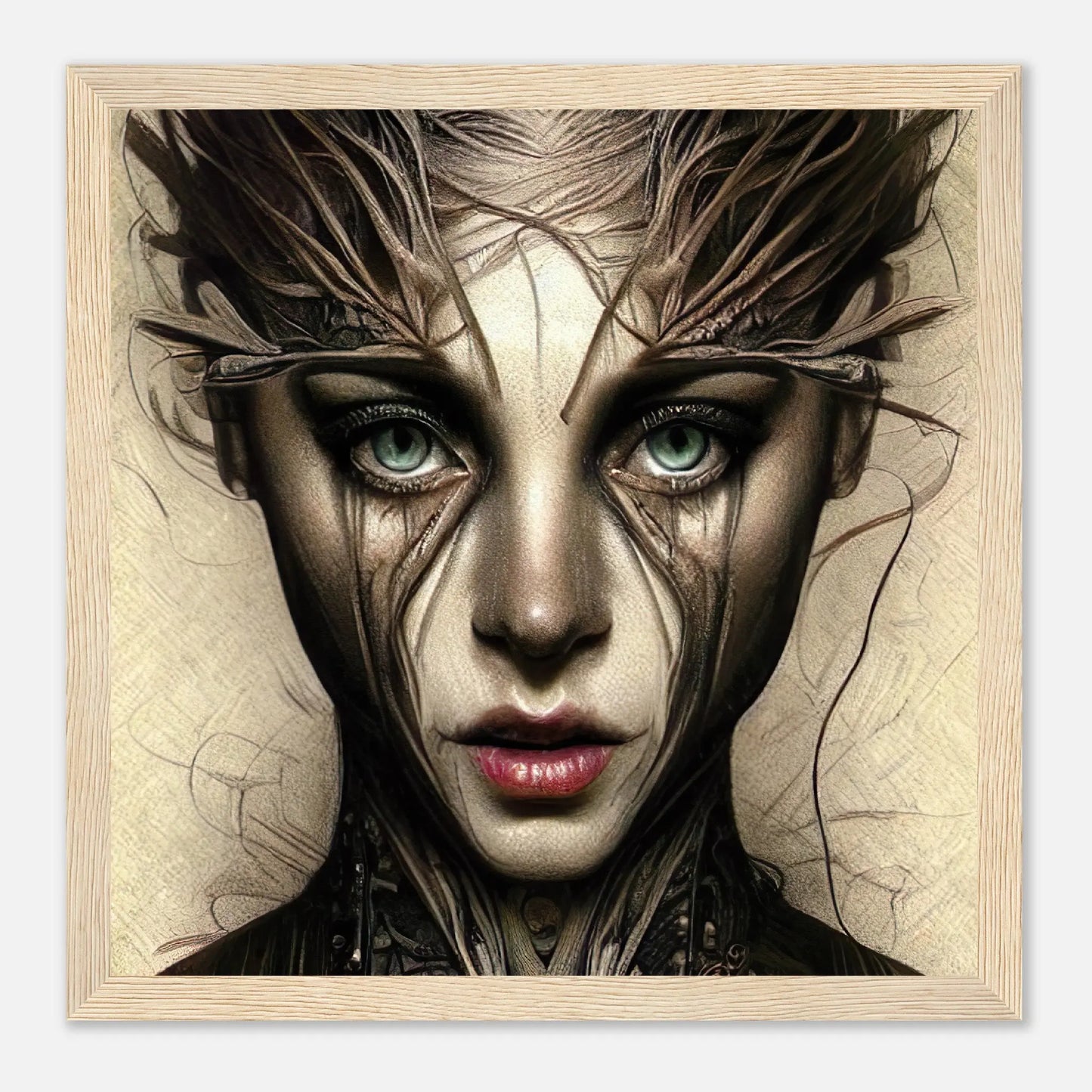 Gerahmtes Premium-Poster - Abstraktes Porträt - Digitaler Stil, KI-Kunst RolConArt