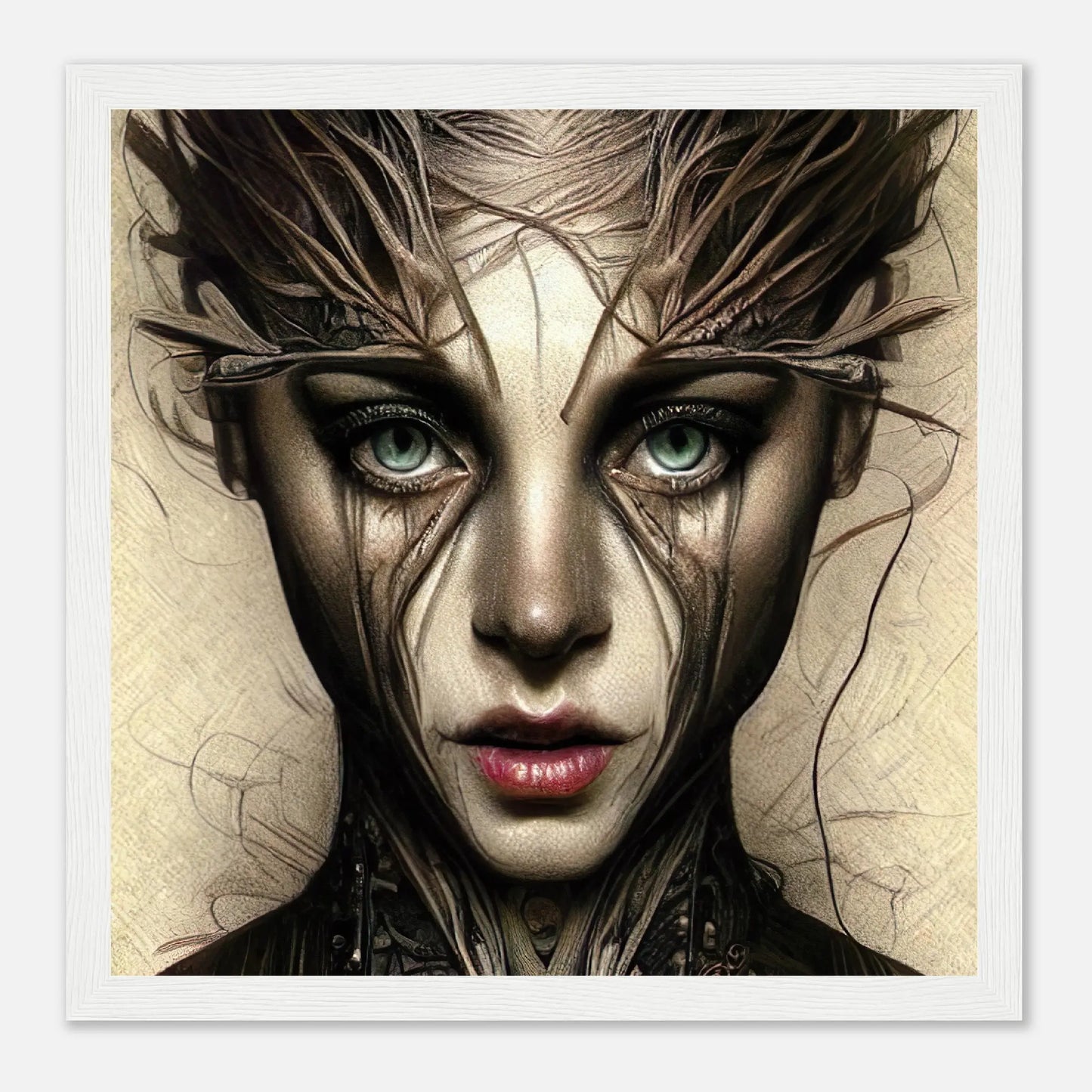 Gerahmtes Premium-Poster - Abstraktes Porträt - Digitaler Stil, KI-Kunst RolConArt