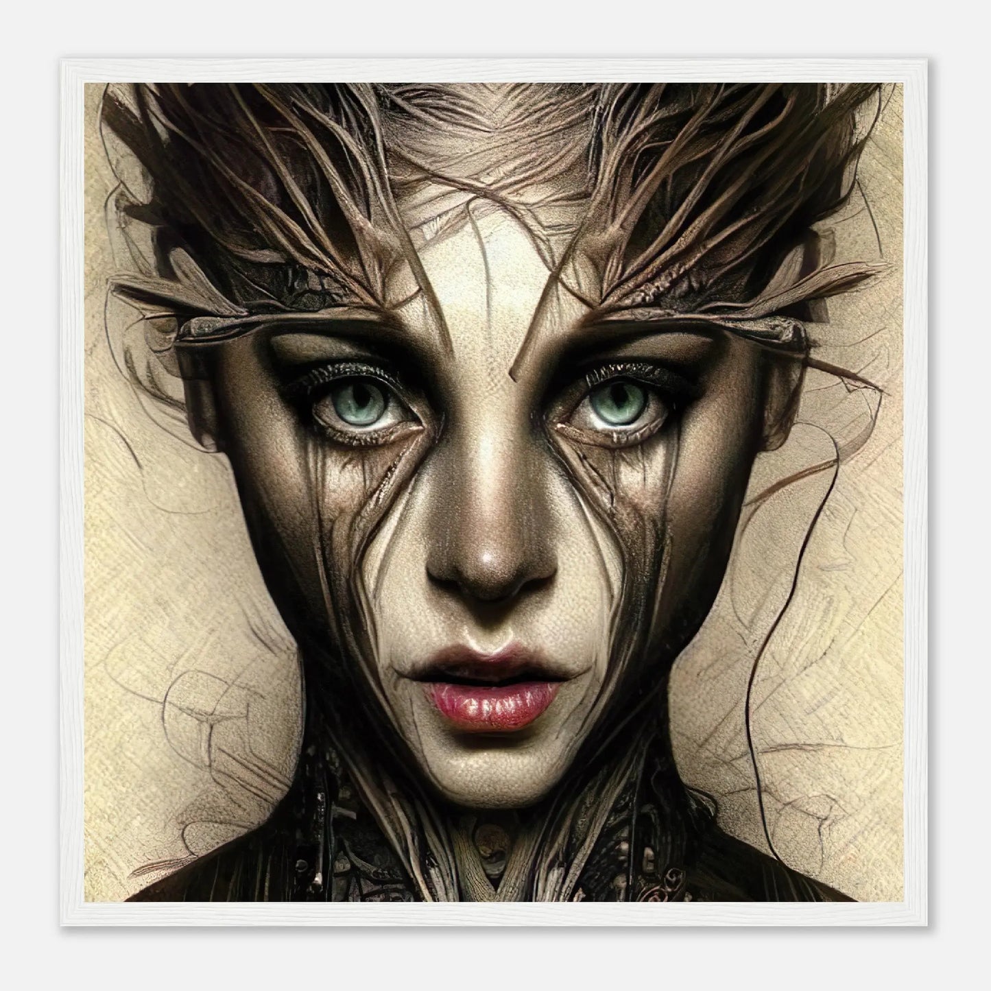 Gerahmtes Premium-Poster - Abstraktes Porträt - Digitaler Stil, KI-Kunst RolConArt