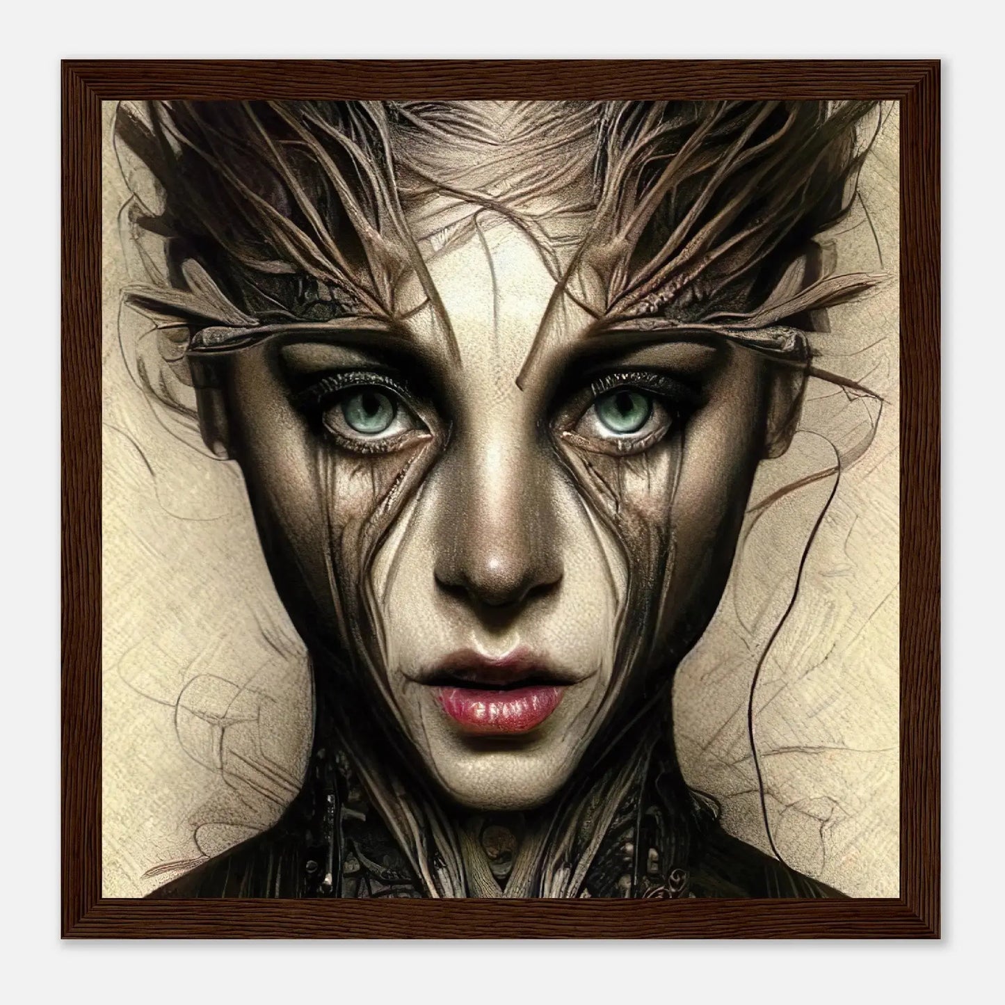 Gerahmtes Premium-Poster - Abstraktes Porträt - Digitaler Stil, KI-Kunst RolConArt