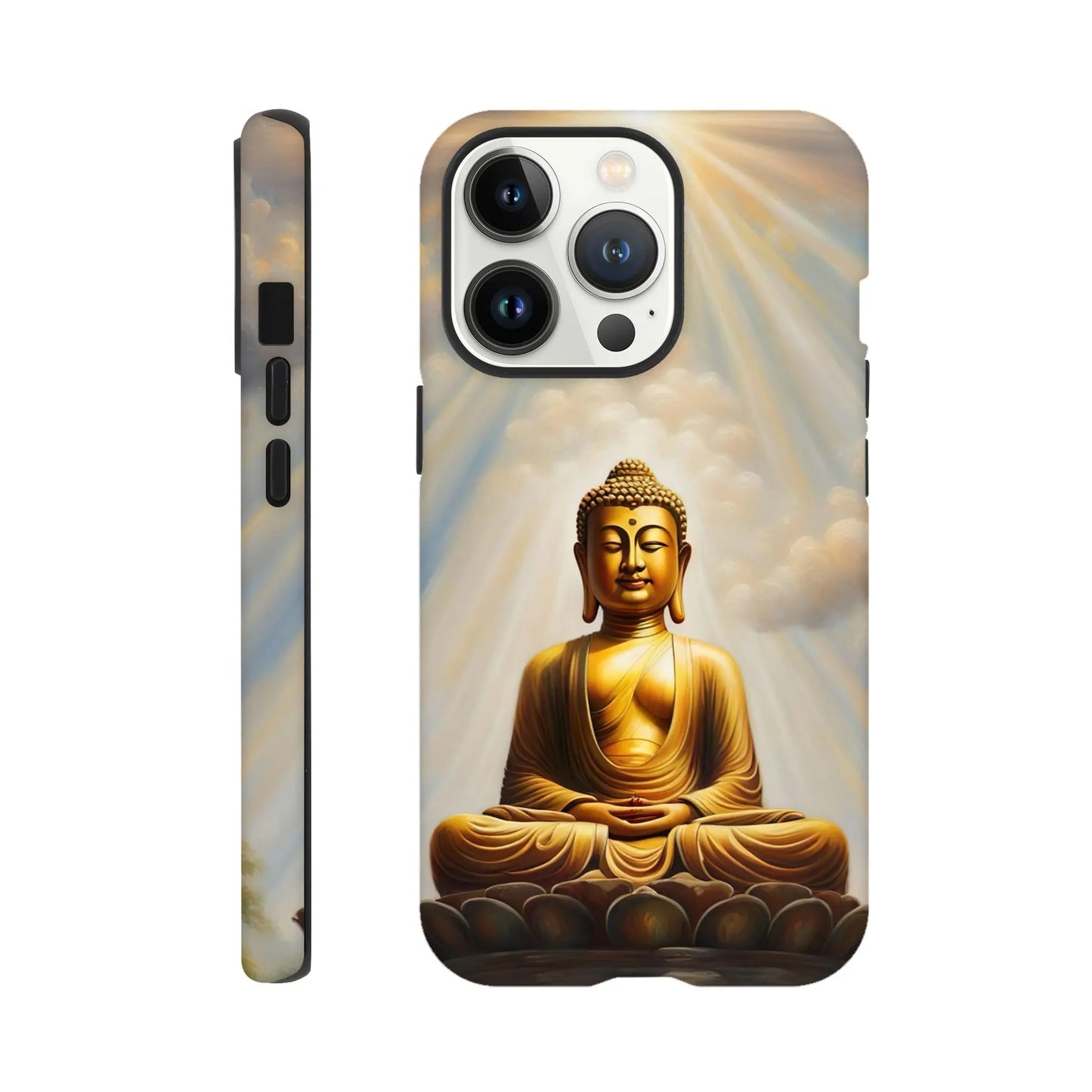 Smartphone-Hülle "Hart" - Buddha - Malerischer Stil, KI-Kunst RolConArt, Spirituelle Vielfalt, iPhone-13-Pro