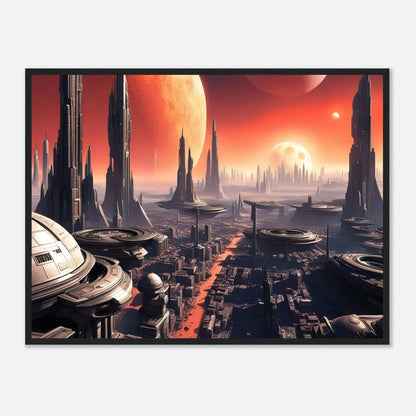 Gerahmtes Premium-Poster -Futuristische Welt- Digitaler Stil, KI-Kunst - RolConArt, Sci-Fi, 60x80-cm-24x32-Schwarzer-Rahmen