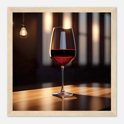 Gerahmtes Premium-Poster - Rotwein im Glas - Foto Stil, KI-Kunst - RolConArt, Kreative Vielfalt, 30x30-cm-12x12-Holzrahmen