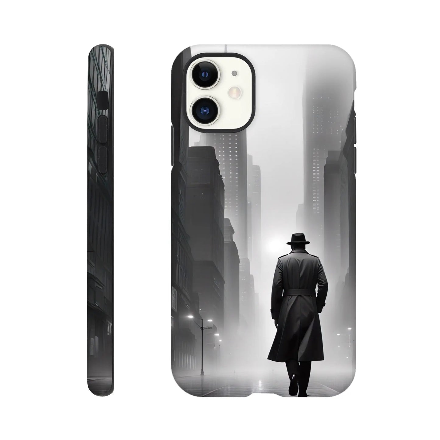 Smartphone-Hülle "Hart" - Stadtgänger - Schwarz-Weiß Stil, KI-Kunst RolConArt, Schwarz-Weiß, iPhone-11
