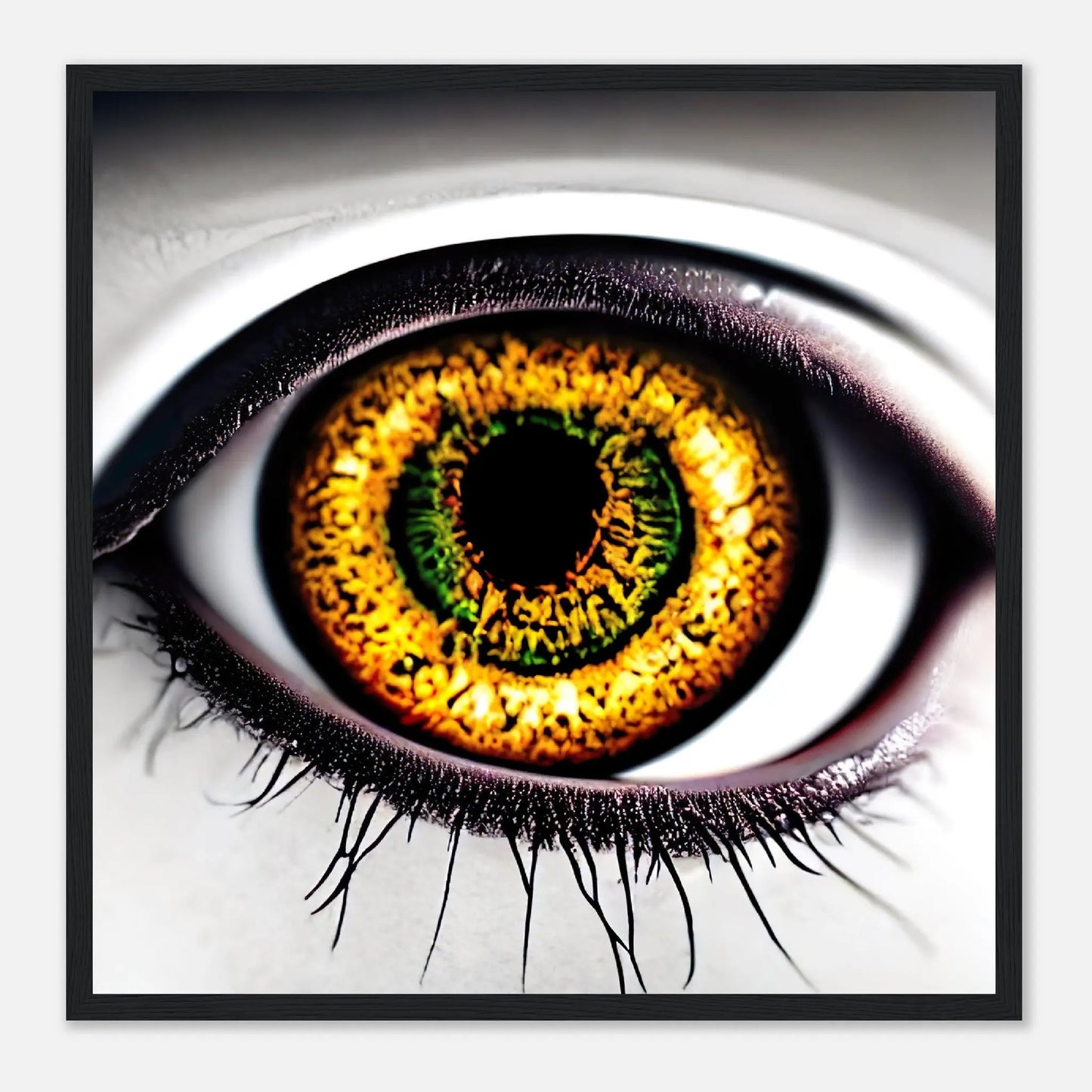 Gerahmtes Premium-Poster - Abstraktes Auge - Foto Stil, KI-Kunst - RolConArt, Fotokunst - Kreative Vielfalt, 50x50-cm-20x20-Schwarz