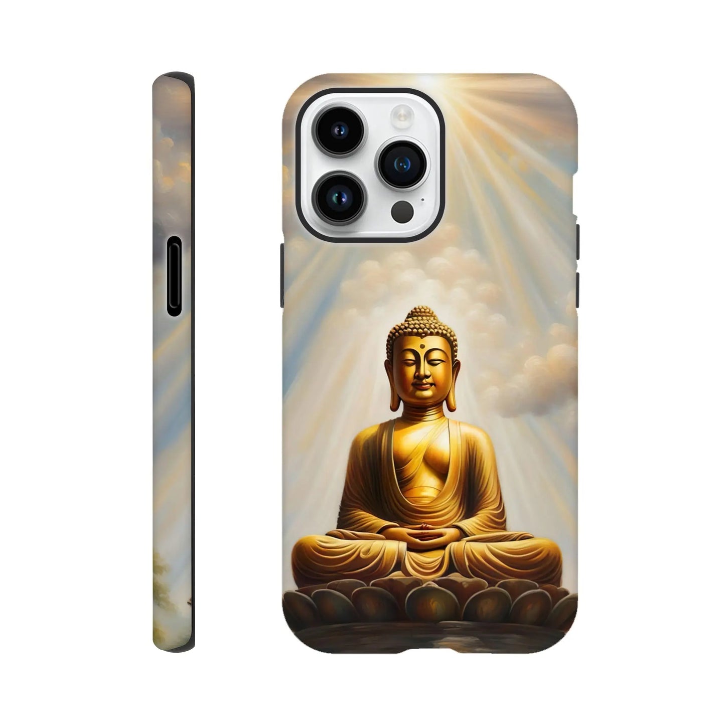 Smartphone-Hülle "Hart" - Buddha - Malerischer Stil, KI-Kunst RolConArt, Spirituelle Vielfalt, iPhone-14-Pro-Max