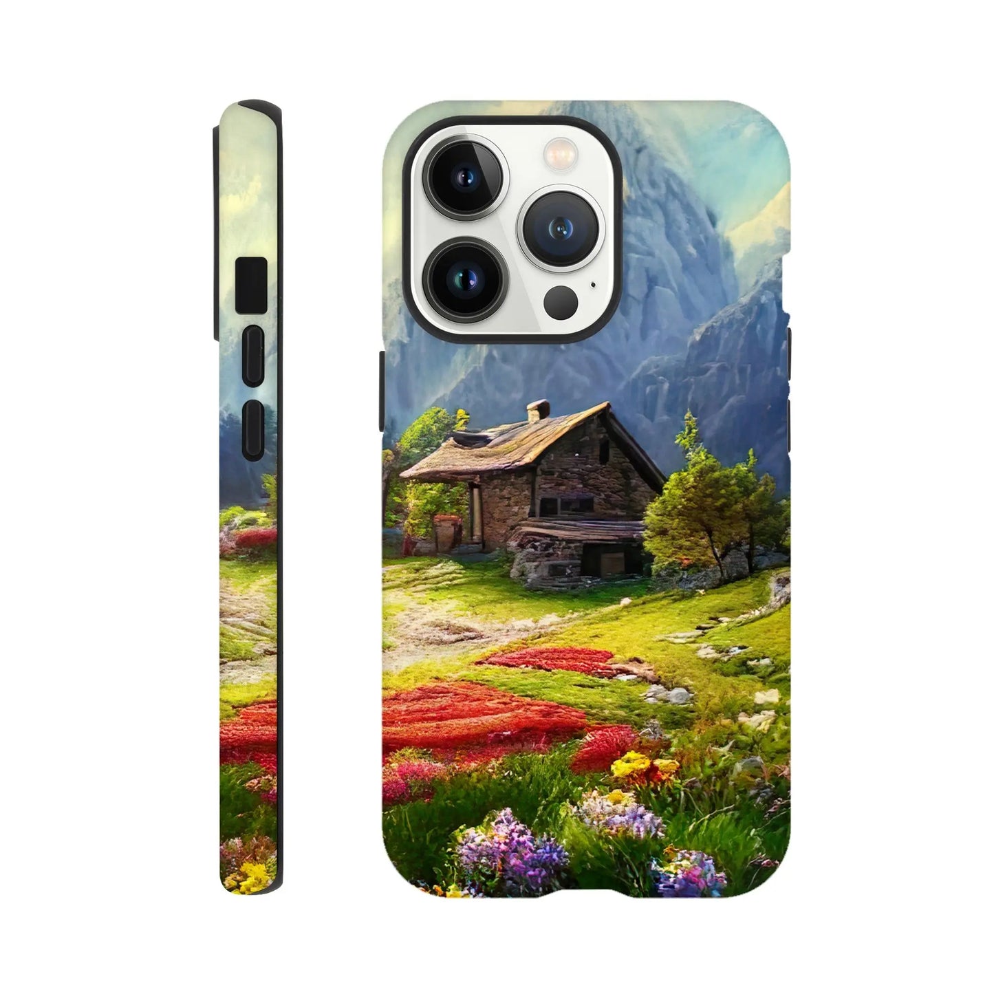 Smartphone-Hülle "Hart" - Berglandschaft - Malerischer Stil, KI-Kunst RolConArt, Landschaften, iPhone-13-Pro