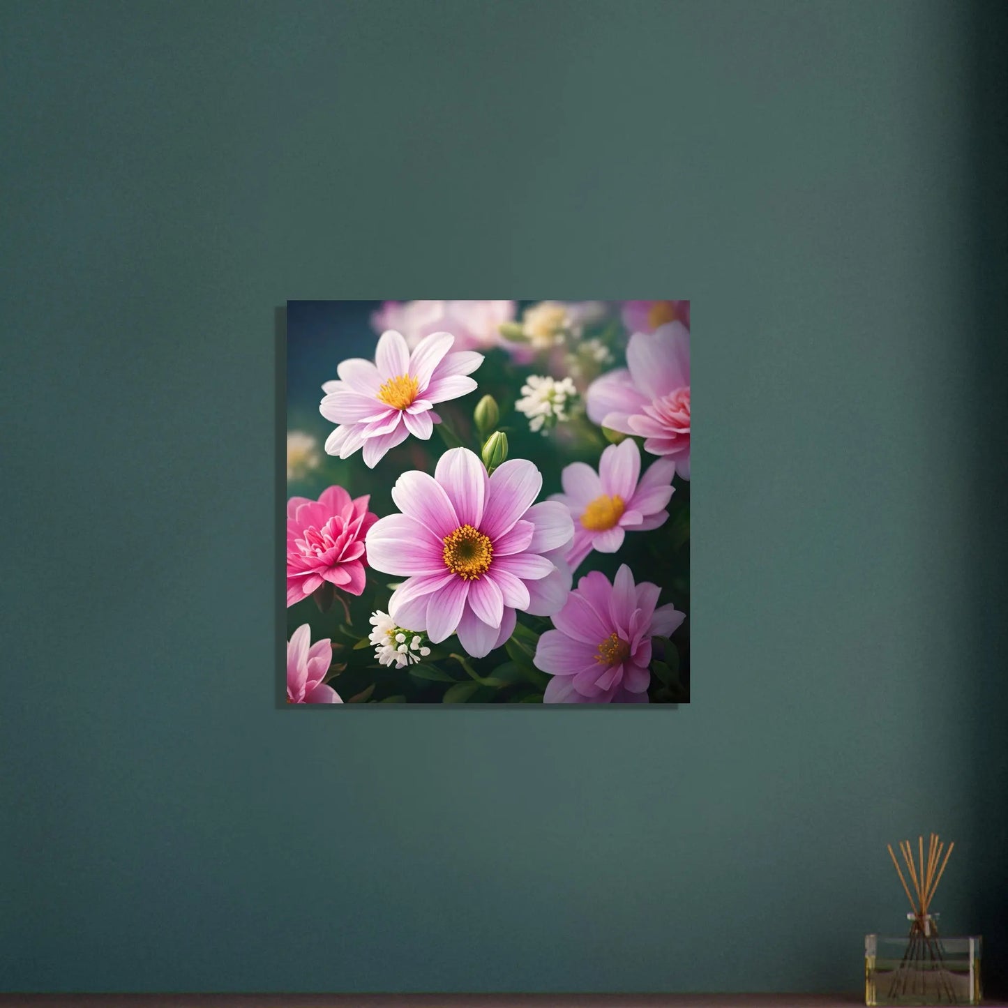 Aluminiumdruck - Windröschen Blumen - Foto Stil, KI-Kunst - RolConArt, Pflanzen, 60x60-cm-24x24