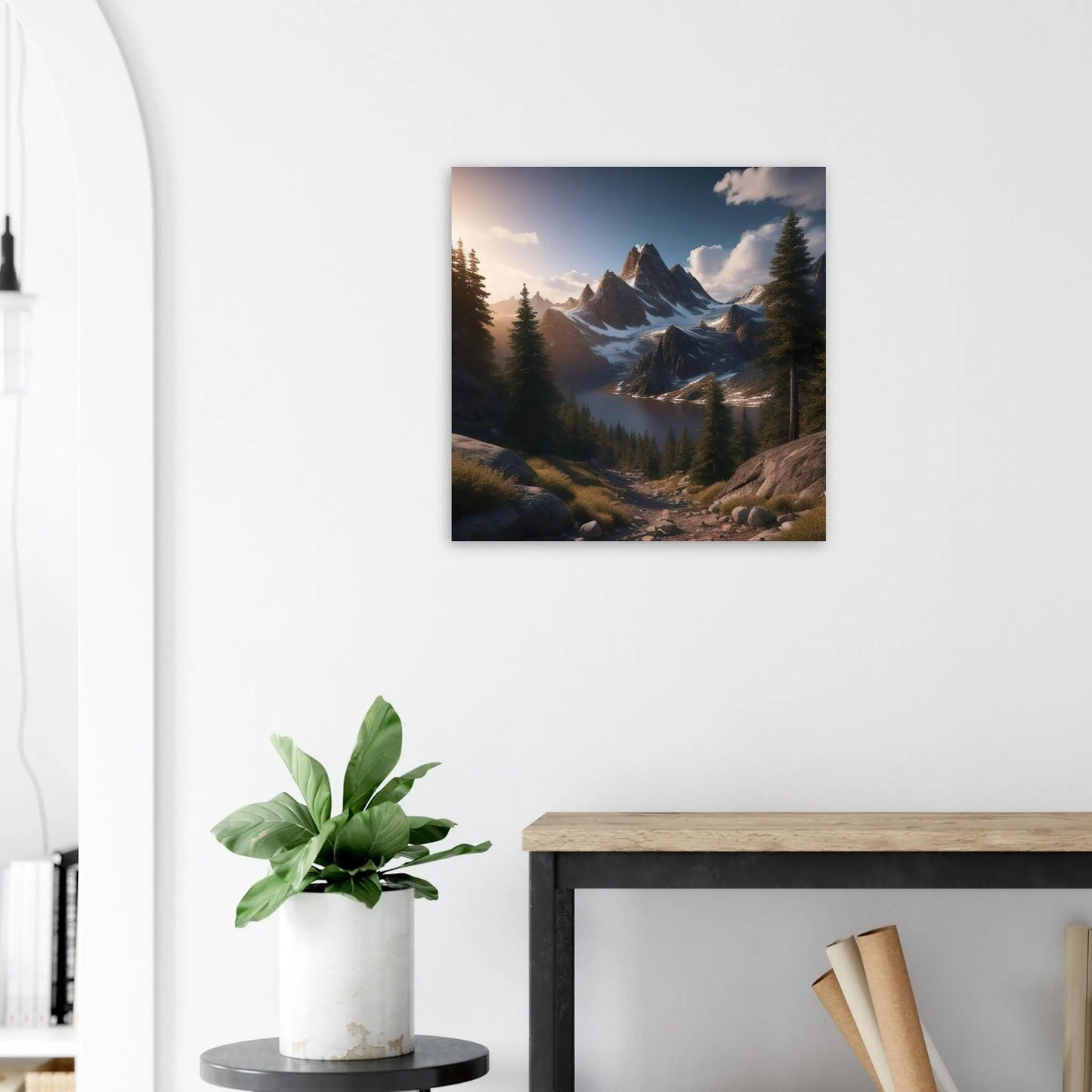 Moderner Forex-Druck - Berglandschaft - Foto Stil, KI-Kunst RolConArt