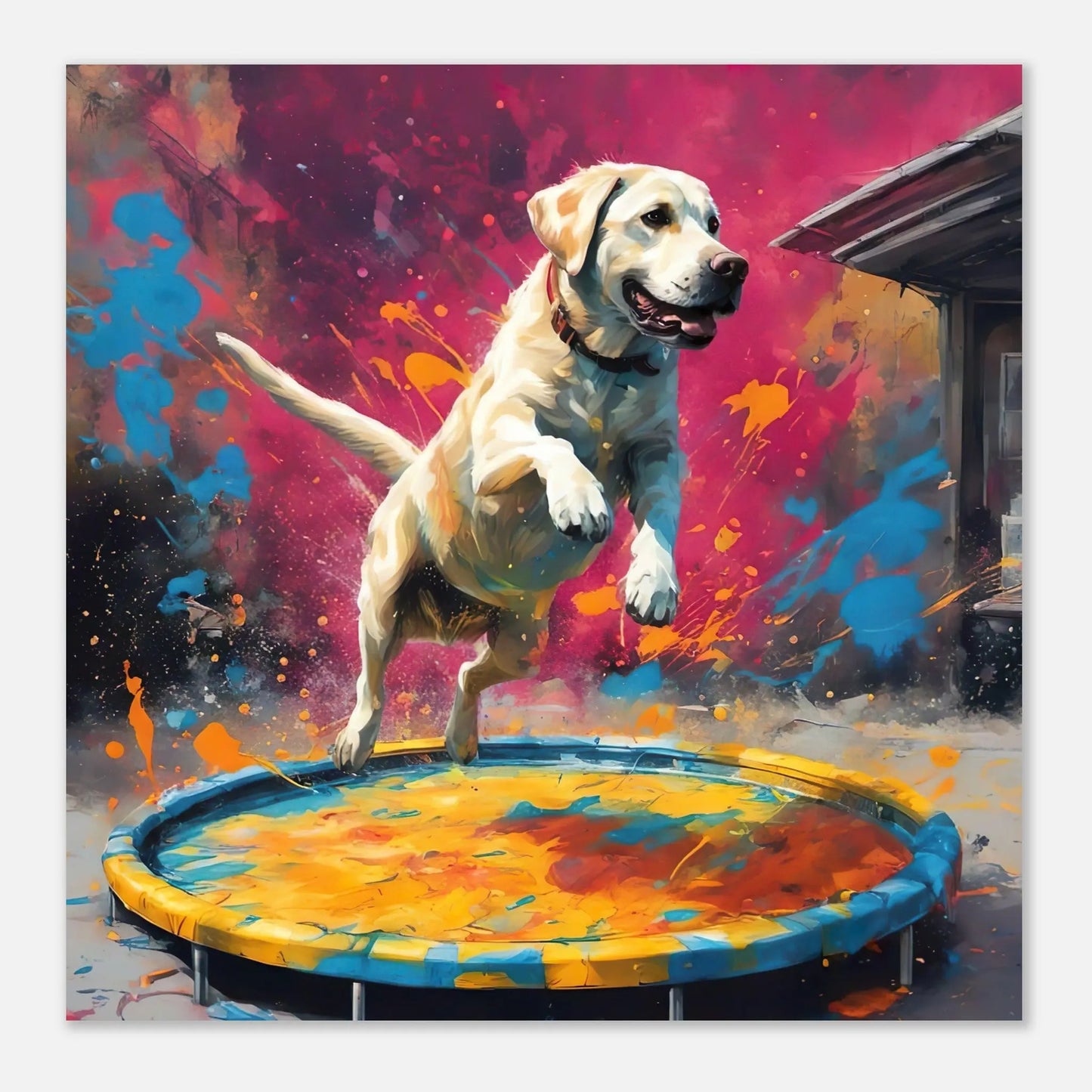 Aluminiumdruck - Labrador Retriever - Splash Art Stil, KI-Kunst RolConArt