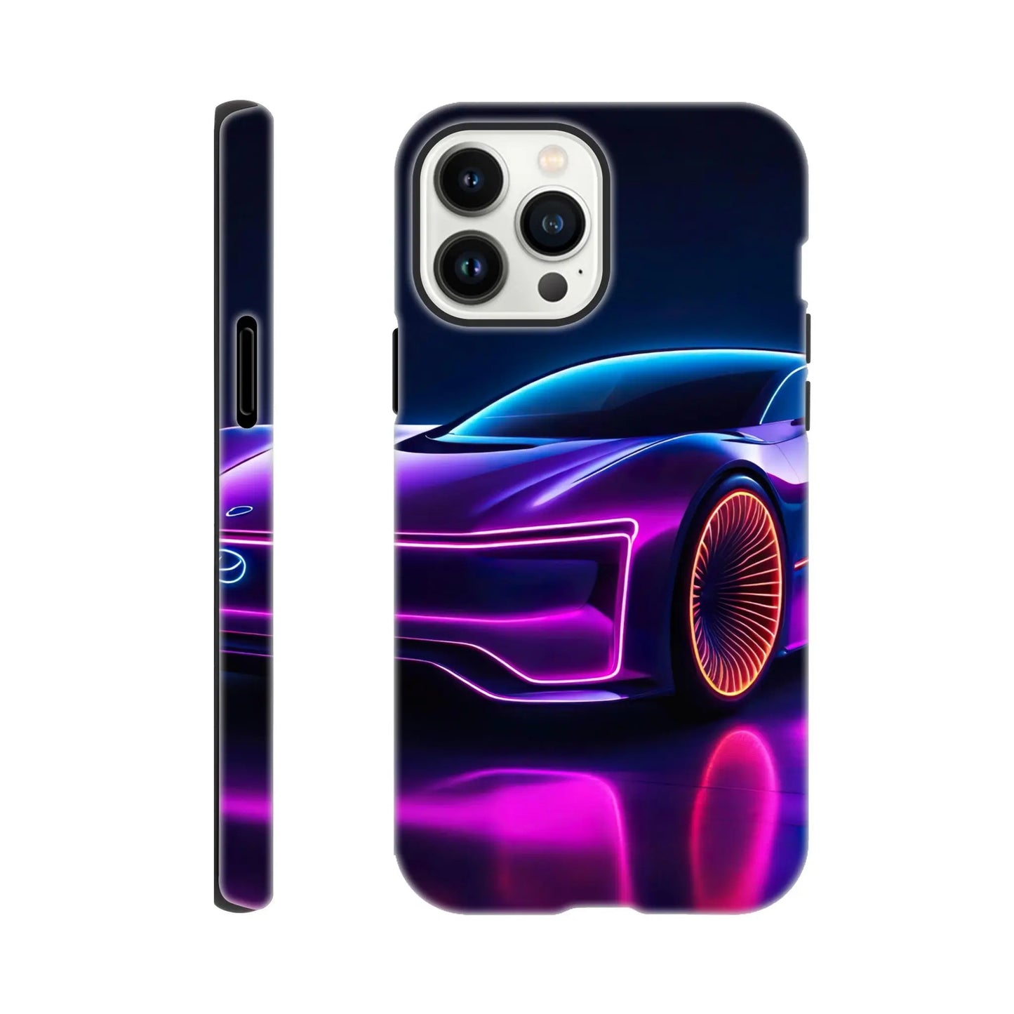 Smartphone-Hülle "Hart" - Futuristisches Auto - Neon Stil, KI-Kunst RolConArt, Neon, iPhone-13-Pro-Max