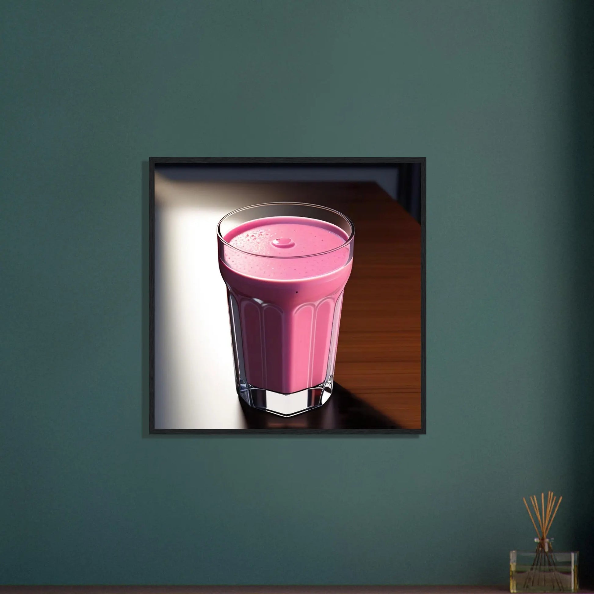 Gerahmtes Premium-Poster - Smoothie im Glas - Foto Stil, KI-Kunst - RolConArt, Kreative Vielfalt, 