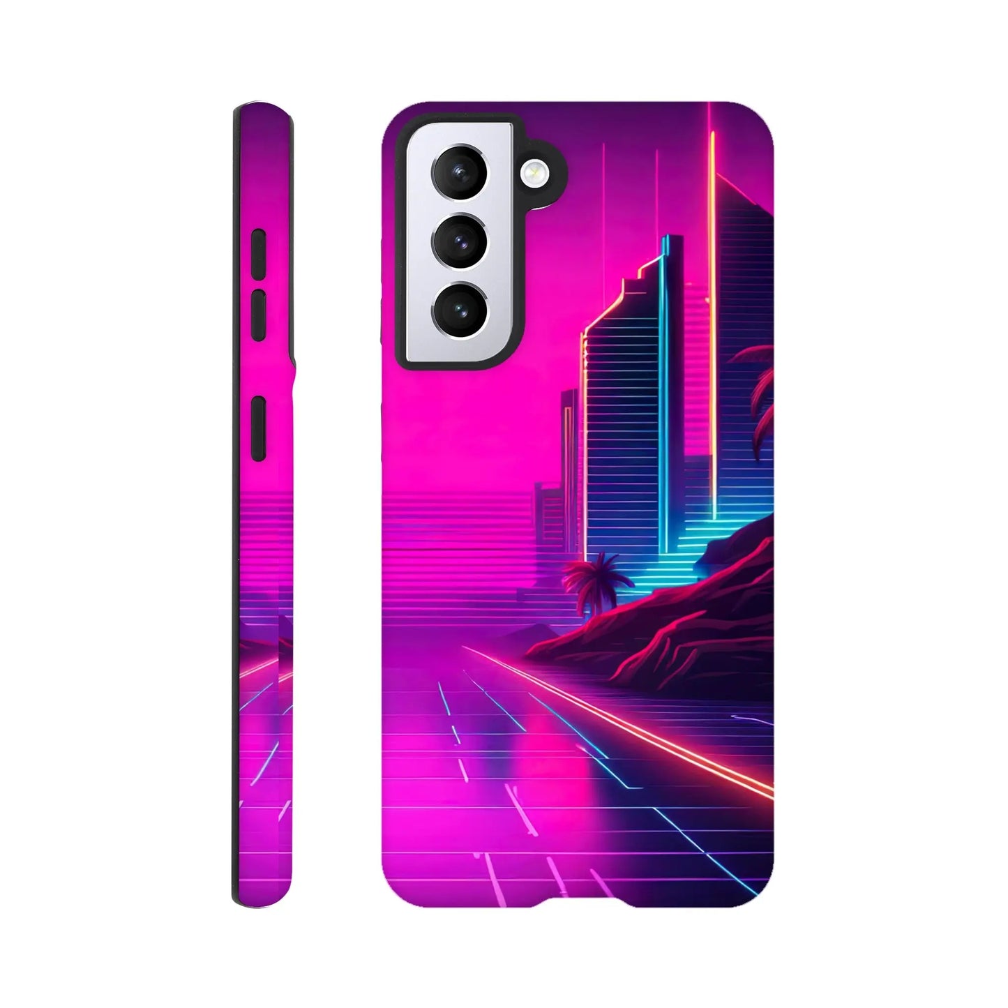 Smartphone-Hülle "Hart" - Stadtlandschaft - Neon Stil, KI-Kunst RolConArt, Neon, Galaxy-S21