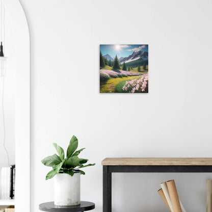 Moderner Forex-Druck - Blühende Berglandschaft - Foto Stil, KI-Kunst - RolConArt, Landschaften, 40x40-cm-16x16-Weiß