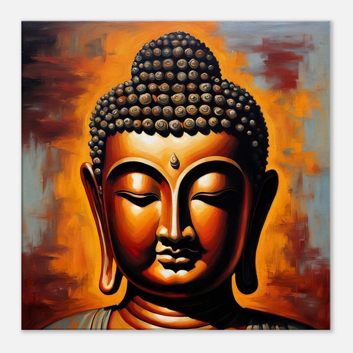 Leinwandbild - Buddha - Malerischer Stil, KI-Kunst - RolConArt, Spirituelle Vielfalt, 60x60-cm-24x24