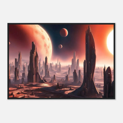 Gerahmtes Premium-Poster -Futuristische Welt- Digitaler Stil, KI-Kunst - RolConArt, Sci-Fi, 70x100-cm-28x40-Schwarzer-Rahmen