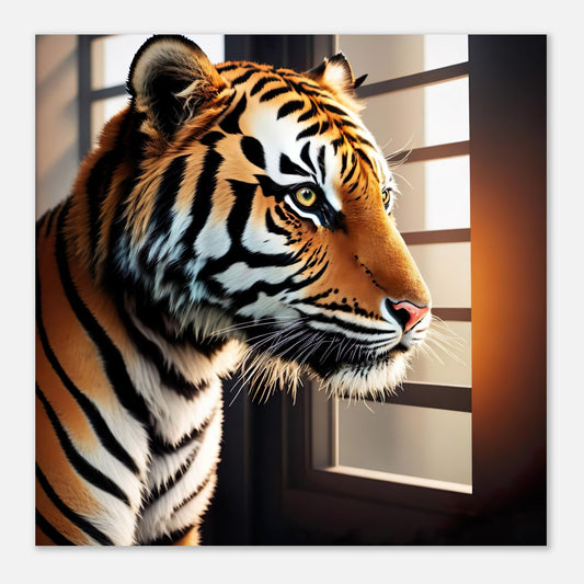Moderner Forex-Druck - Kraftvoller Tigerblick - 3D-Stil, KI-Kunst - RolConArt, Tiere - Kreative Vielfalt, 