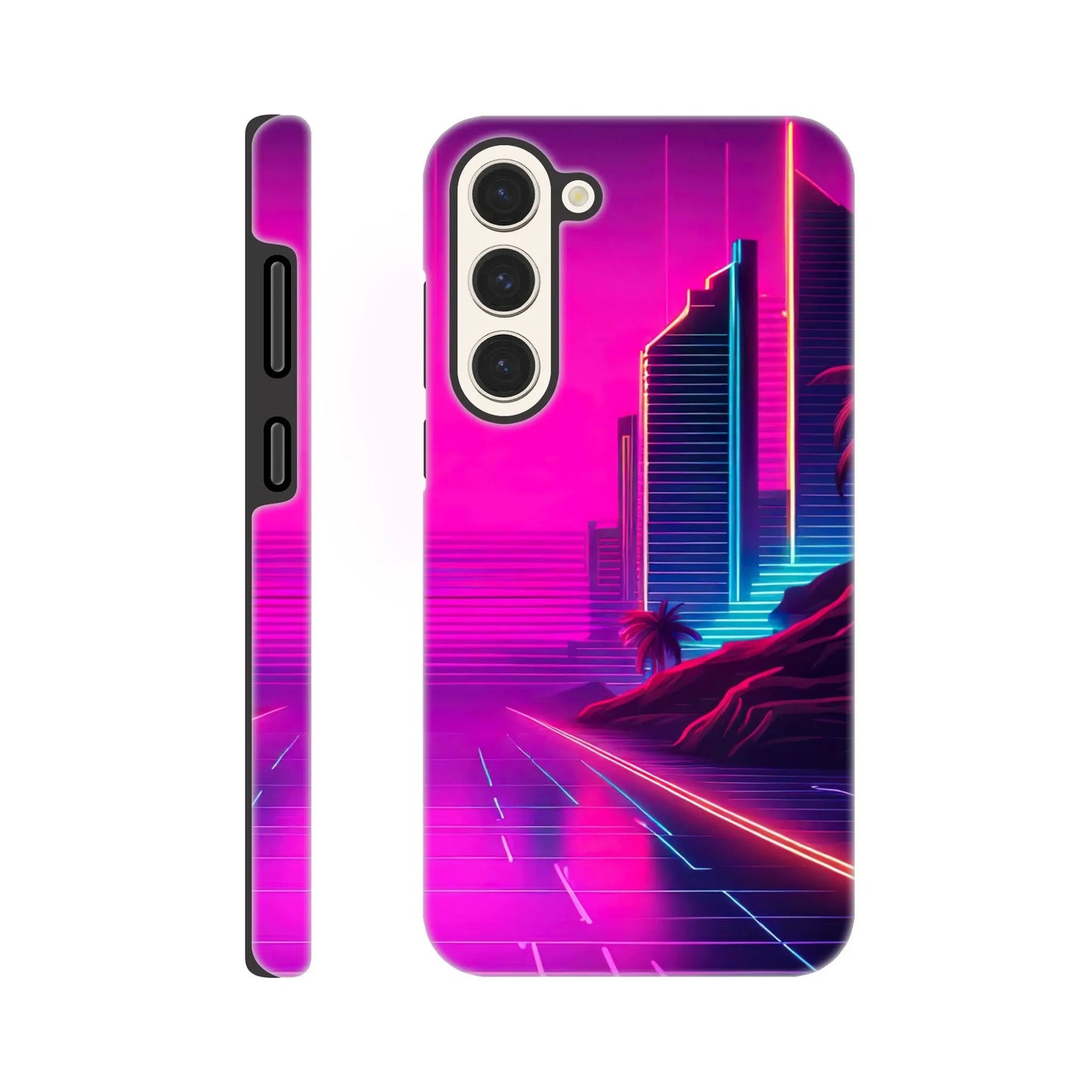 Smartphone-Hülle "Hart" - Stadtlandschaft - Neon Stil, KI-Kunst RolConArt, Neon, Galaxy-S23-Plus