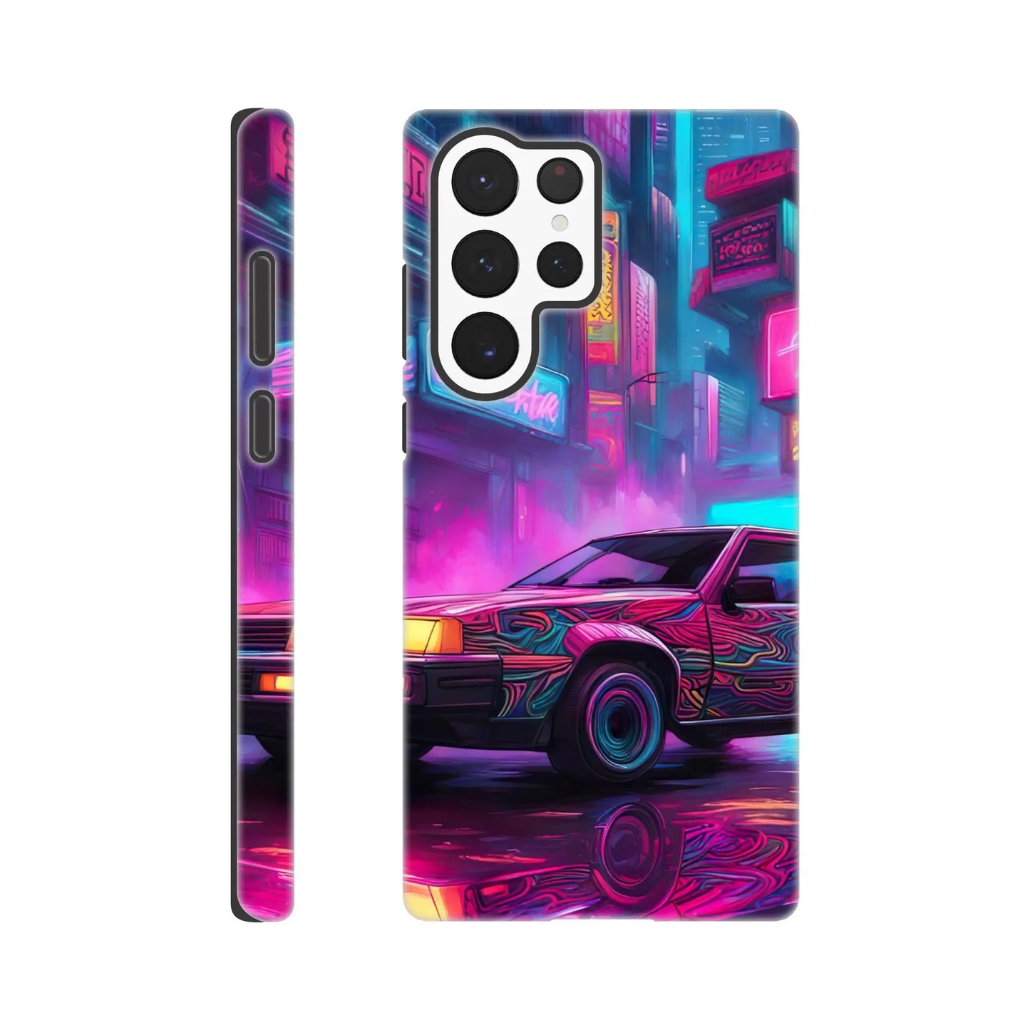 Smartphone-Hülle "Hart" - Retro Auto - Neon Stil, KI-Kunst RolConArt, Neon, Galaxy-S22-Ultra