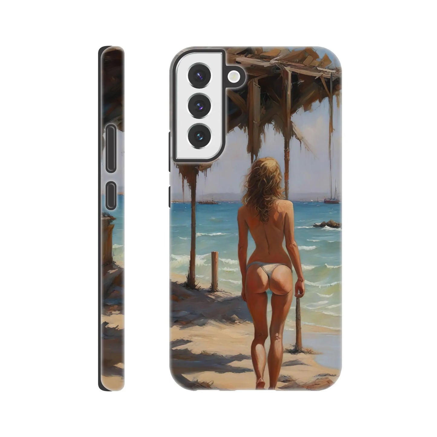 Smartphone-Hülle "Hart" - Frau am Strand - Malerischer Stil, KI-Kunst RolConArt, Malerischer Stil - Porträts, Galaxy-S22-Plus