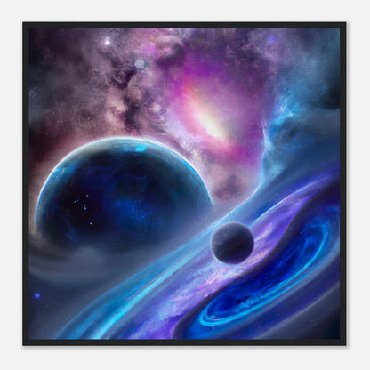 Gerahmtes Premium-Poster - Planet, Weltraum - Digitaler Stil, KI-Kunst - RolConArt, Sci-Fi, 70x70-cm-28x28-Schwarz