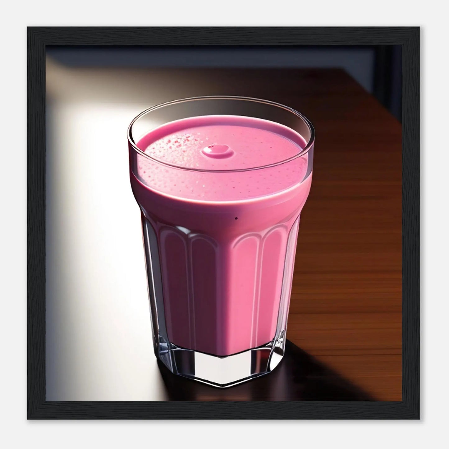 Gerahmtes Premium-Poster - Smoothie im Glas - Foto Stil, KI-Kunst - RolConArt, Kreative Vielfalt, 30x30-cm-12x12-Schwarzer-Rahmen