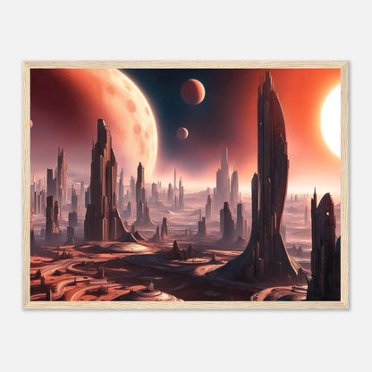 Gerahmtes Premium-Poster -Futuristische Welt- Digitaler Stil, KI-Kunst - RolConArt, Sci-Fi, 45x60-cm-18x24-Holzrahmen